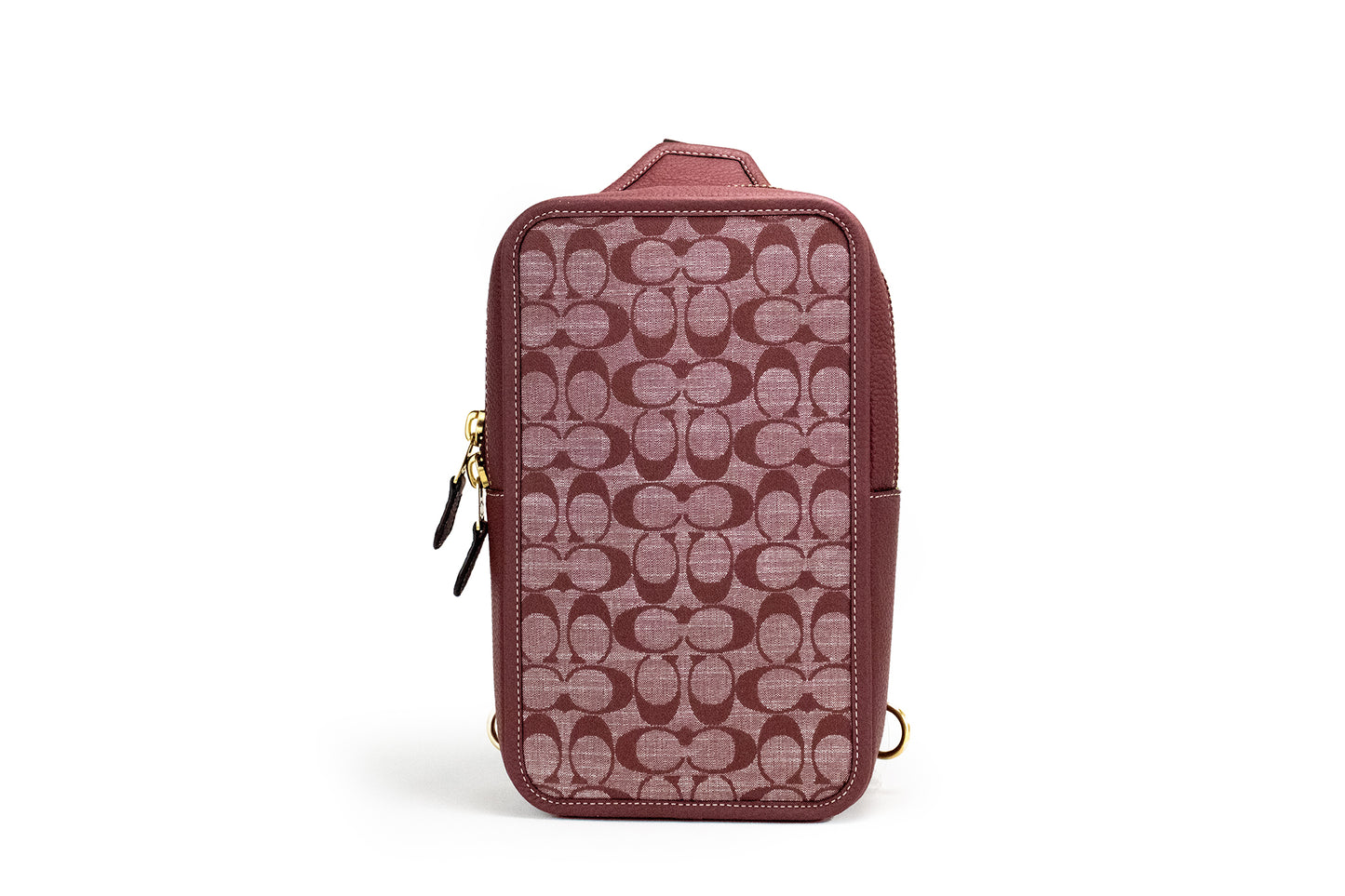 COACH Sullivan Wine Chambray Canvas Kieselleder Umhängetasche