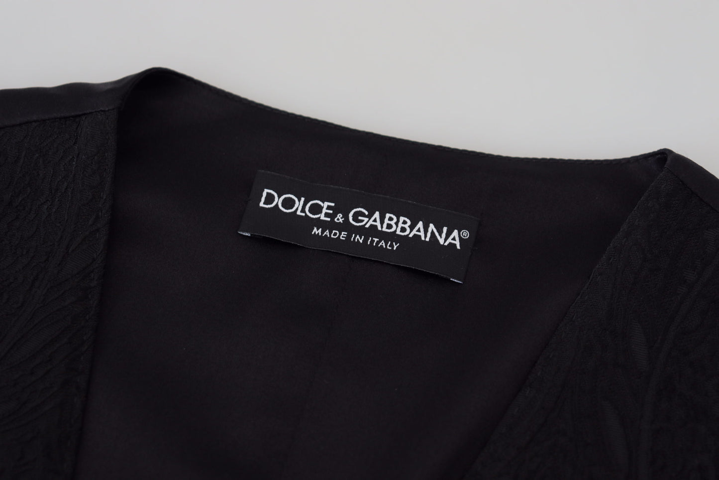 Dolce &amp; Gabbana Black Brocade Button Down Sleeveless Vest Top