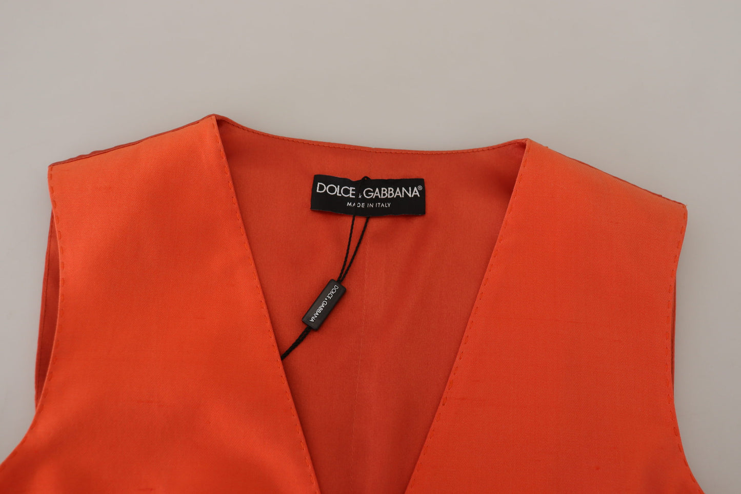 Dolce &amp; Gabbana Orange ärmellose Weste, kurzes Weste-Top