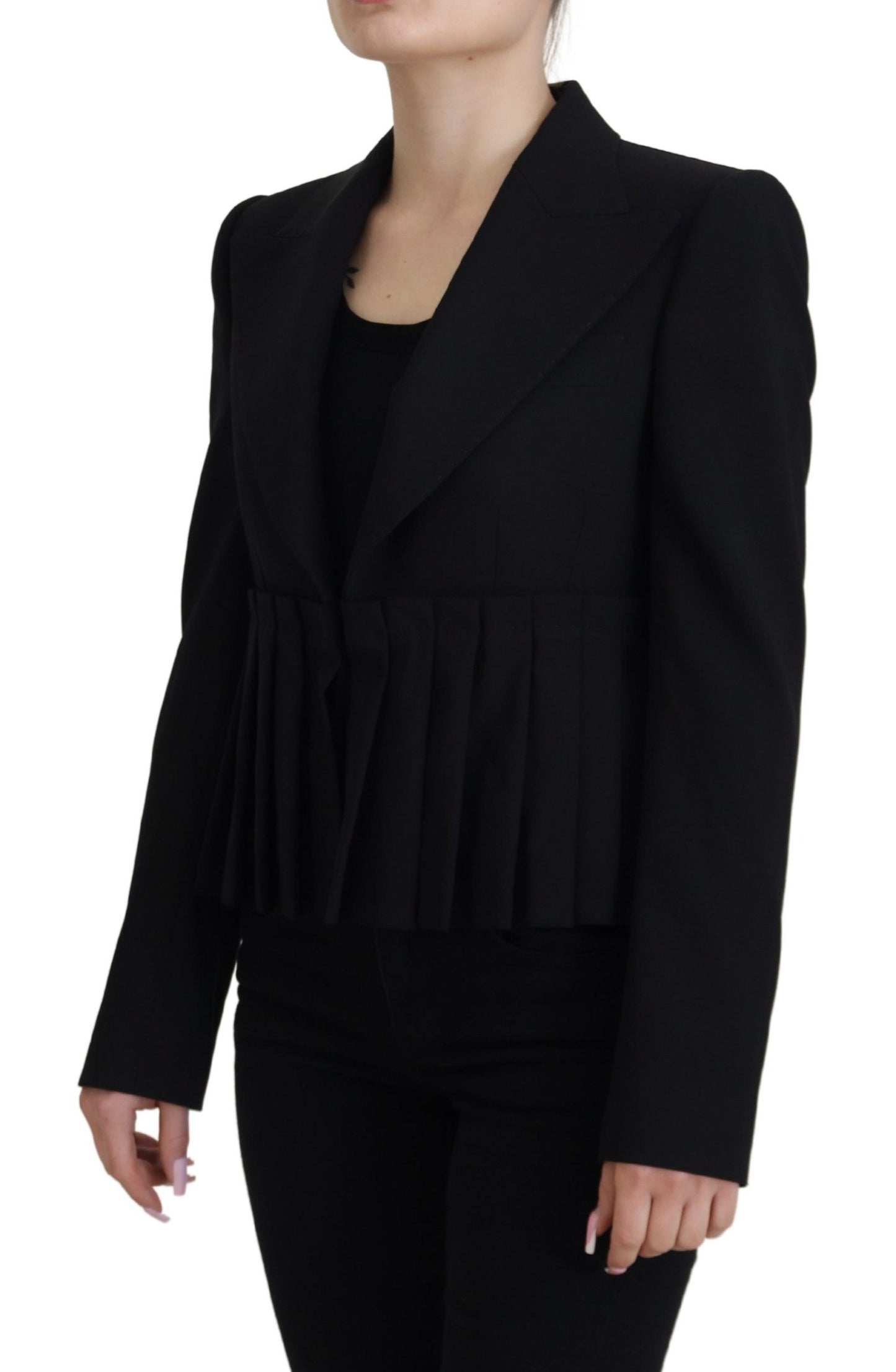 Schwarze einreihige Blazer-Wolljacke von Dolce &amp; Gabbana