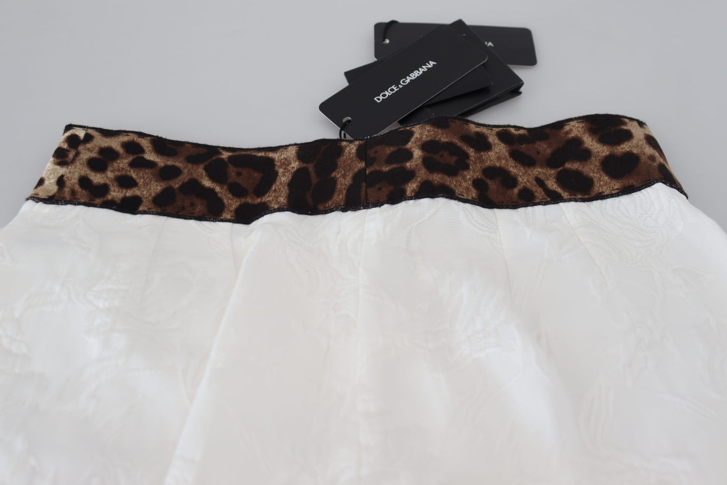 Dolce &amp; Gabbana White Leopard Print High Waist Pants