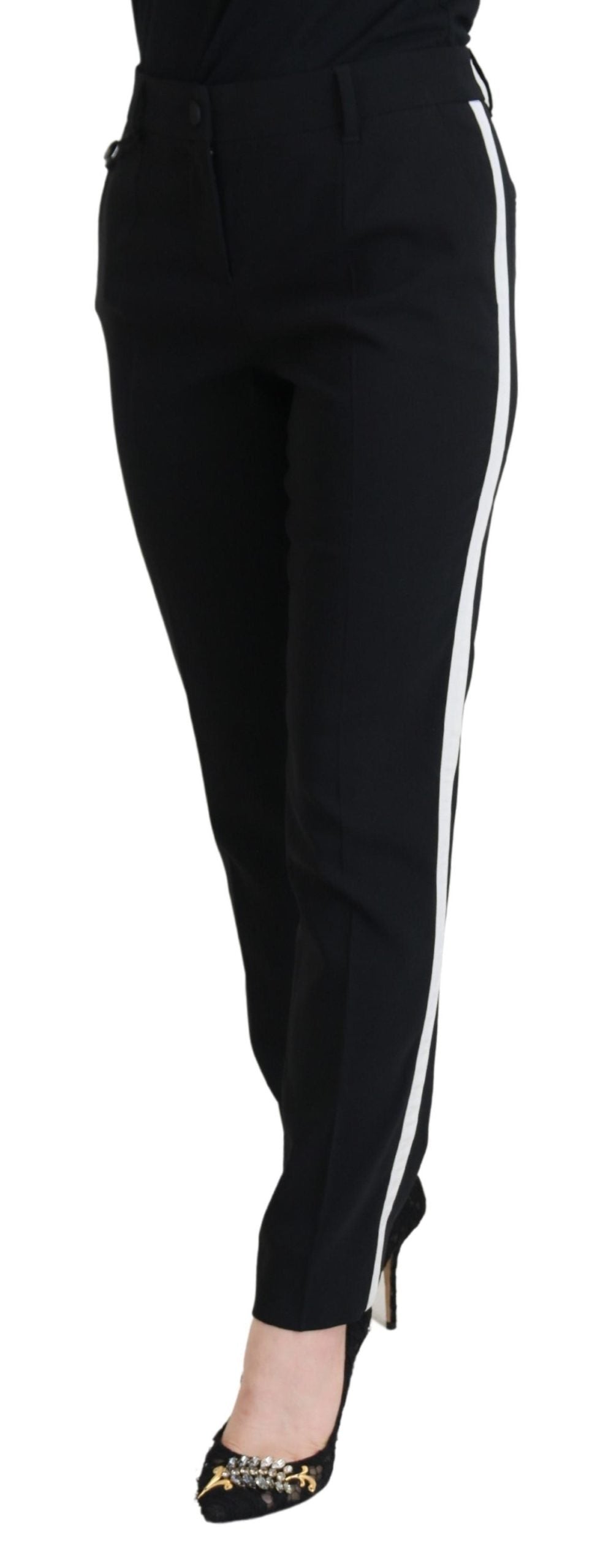 Dolce &amp; Gabbana Black High Waist Women Pants