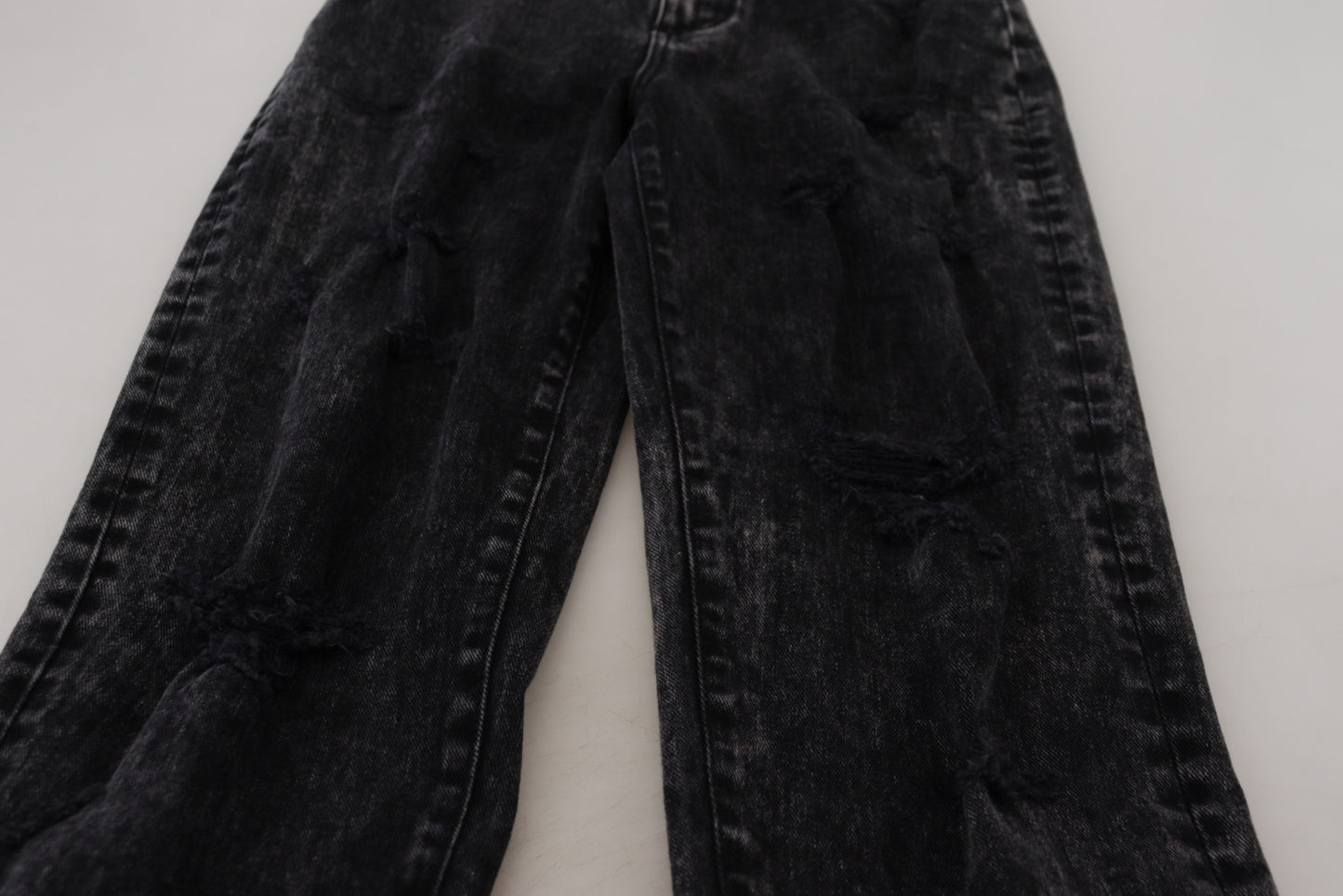 Dolce &amp; Gabbana Black Washed Cotton High Waist Denim Jeans