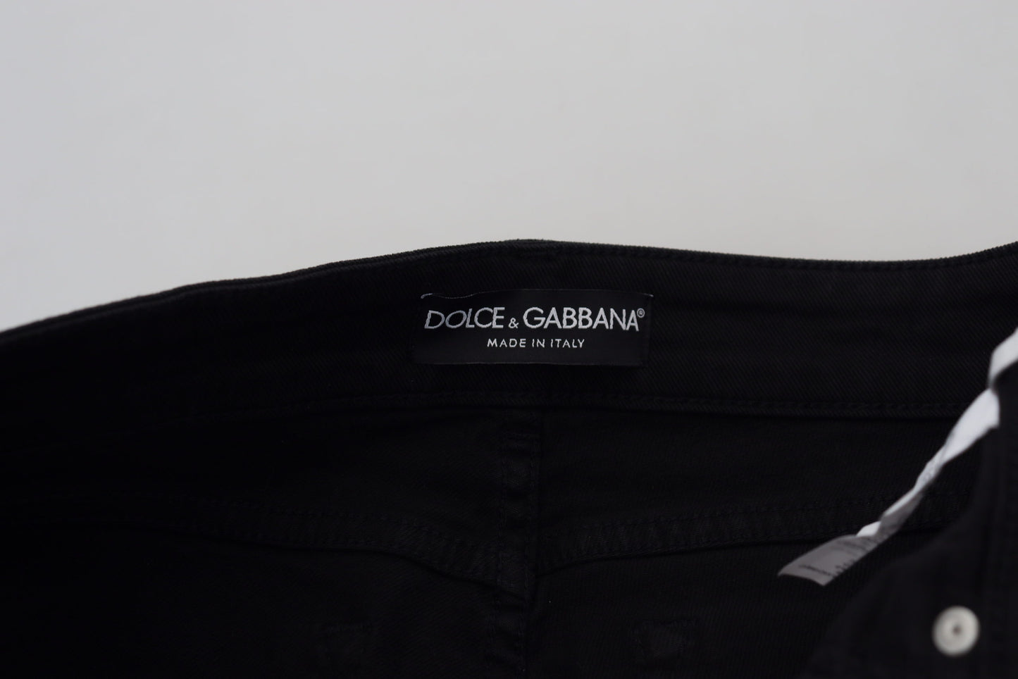 Dolce &amp; Gabbana Black Cotton Skinny Mid Waist Denim Jeans