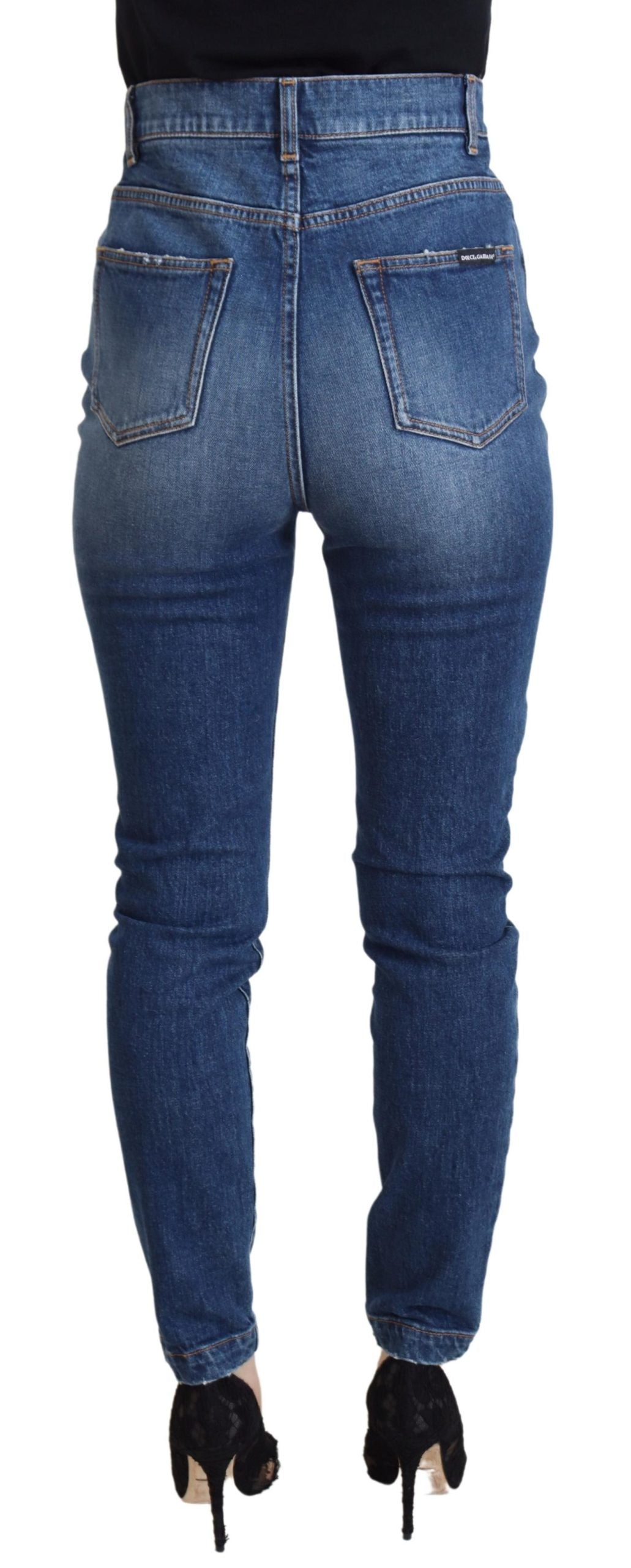 Dolce &amp; Gabbana Blue Cotton High Waist Skinny Denim Jeans