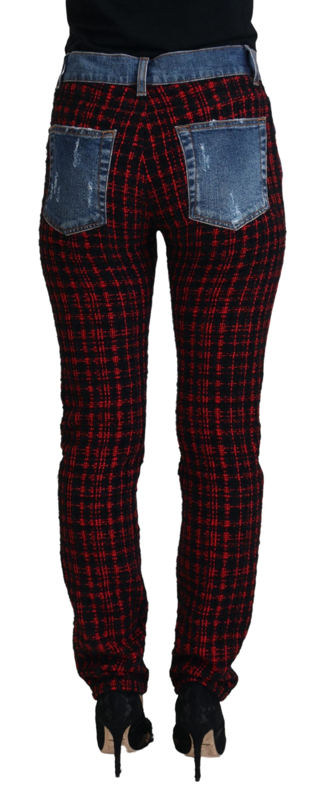 Dolce &amp; Gabbana Blue Checkered Back Skinny Denim Jeans