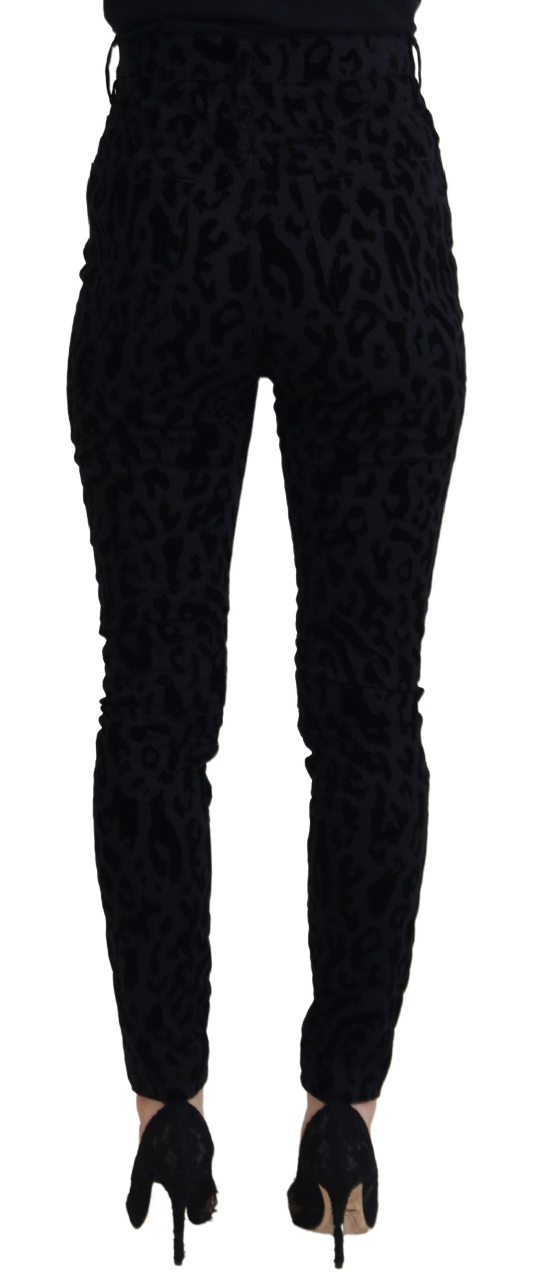 Dolce &amp; Gabbana Black Leopard Skinny Denim Jeans