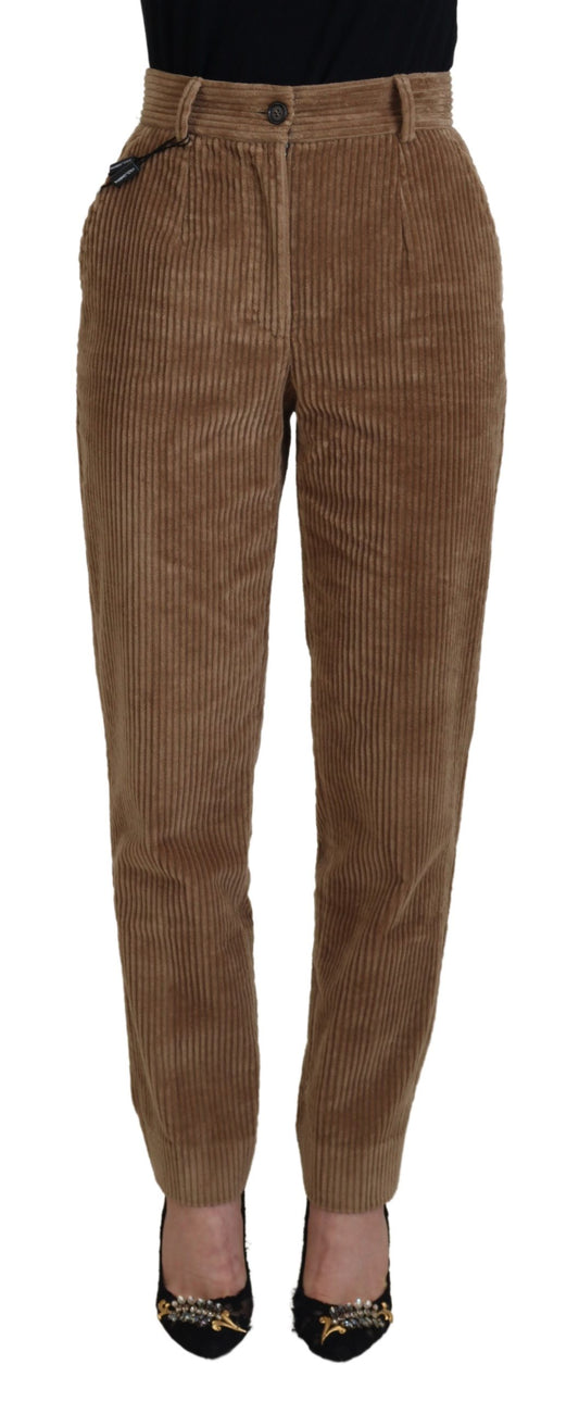 Dolce &amp; Gabbana Brown Tapered Corduroy Cotton Pants