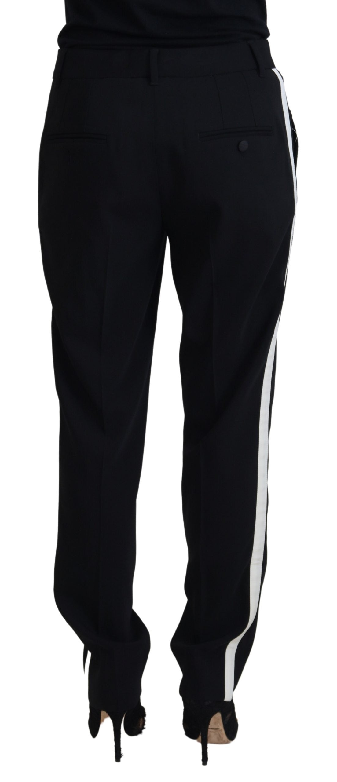 Dolce &amp; Gabbana Black Tapered Women Wool Pants