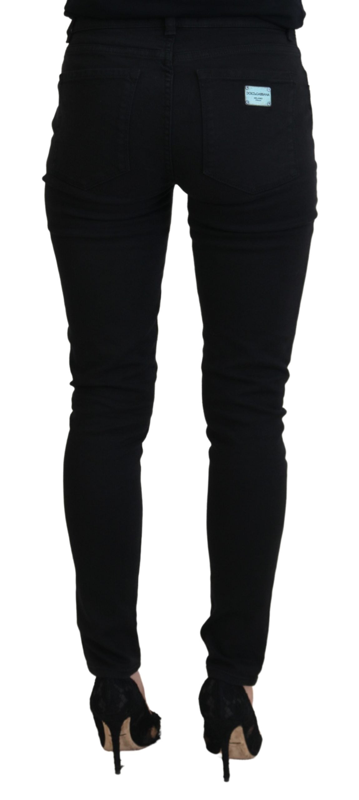 Dolce &amp; Gabbana Black Cotton Skinny Women Denim Jeans