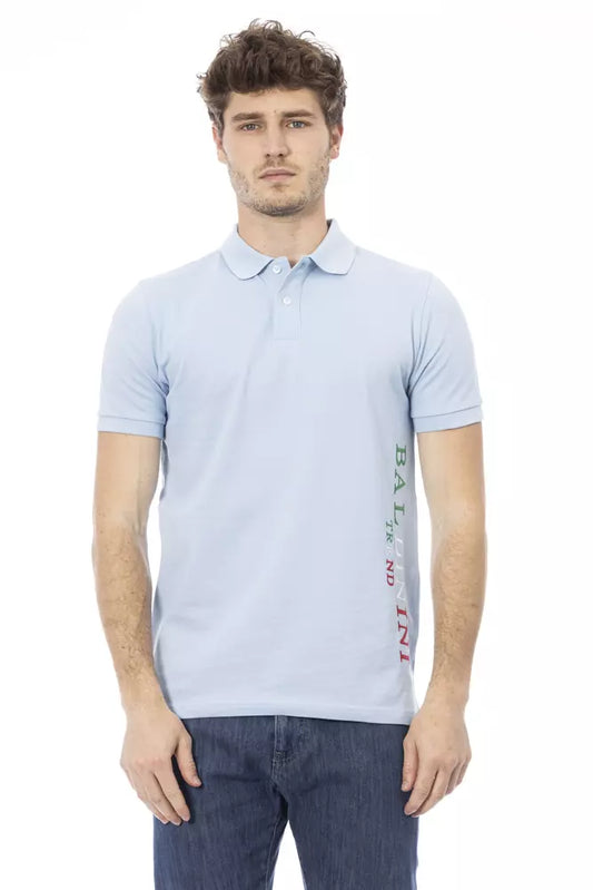 Baldinini Trend Elegantes hellblaues Baumwoll-Poloshirt