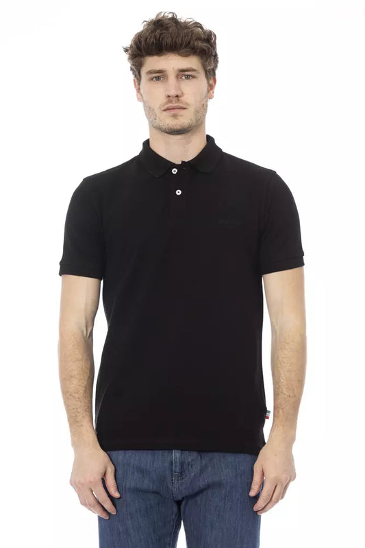 Baldinini Trend Elegant besticktes schwarzes Baumwoll-Polo