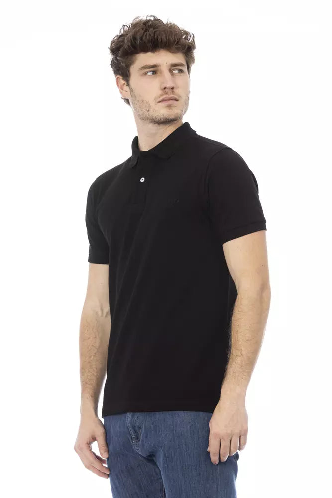 Baldinini Trend Elegant besticktes schwarzes Baumwoll-Polo