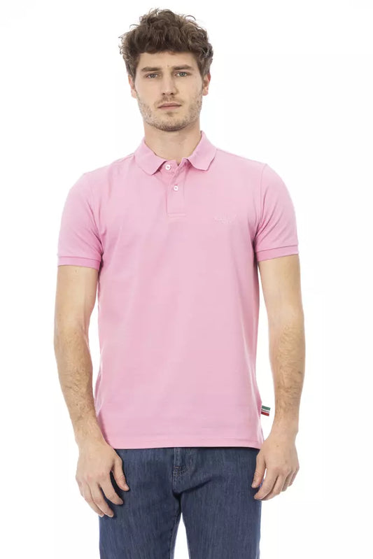 Baldinini Trend Elegantes rosa Baumwoll-Poloshirt mit schicker Stickerei