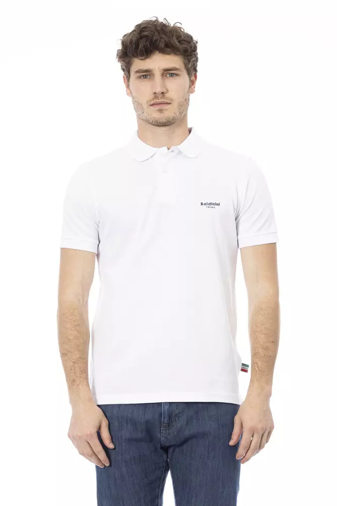 Baldinini Trend Elegantes Poloshirt aus weißer Baumwolle mit schicker Stickerei