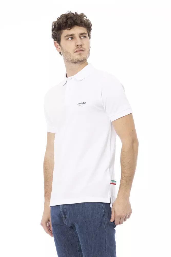 Baldinini Trend Elegantes Poloshirt aus weißer Baumwolle mit schicker Stickerei