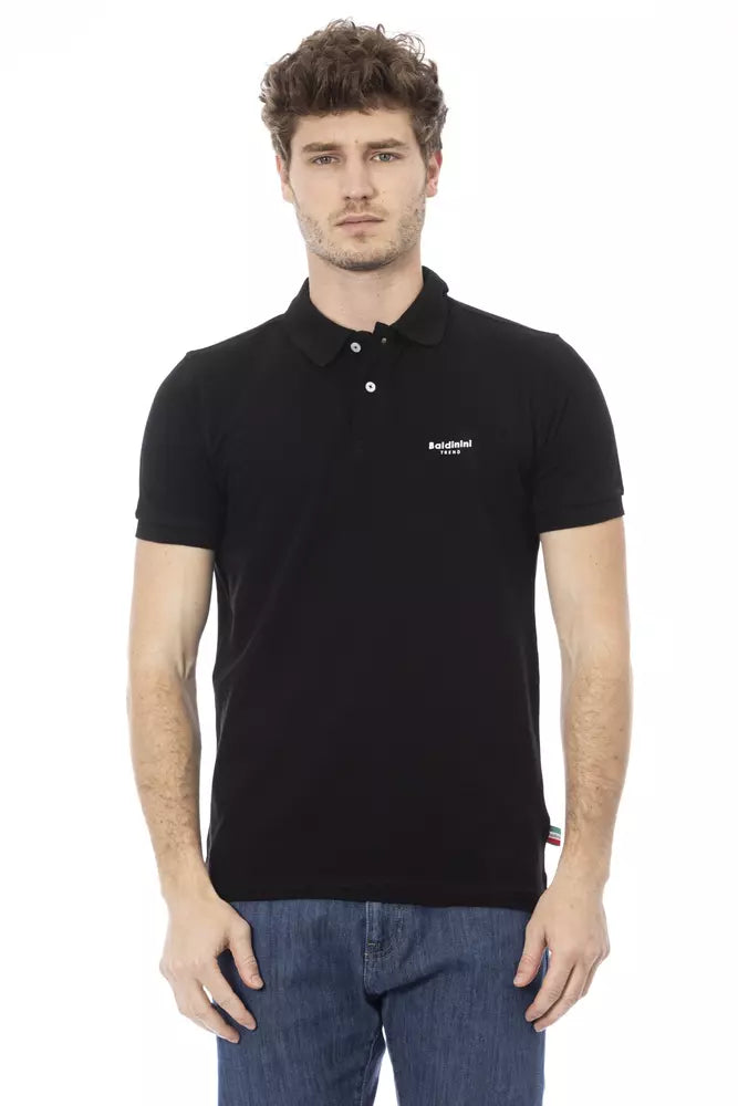 Baldinini Trend Raffiniertes Poloshirt aus schwarzer Baumwolle mit eleganter Stickerei