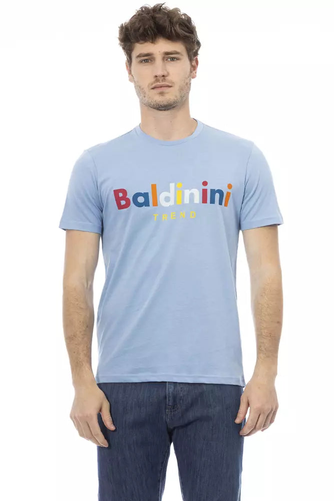 Baldinini Trend Elevated Hellblaues Kurzarm-Baumwoll-T-Shirt