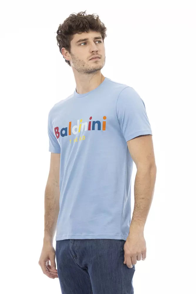 Baldinini Trend Elevated Hellblaues Kurzarm-Baumwoll-T-Shirt