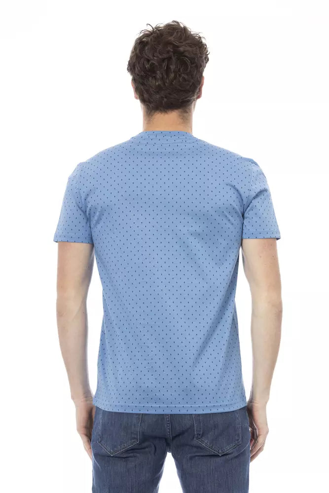 Baldinini Trend Hellblaues Baumwoll-T-Shirt mit schickem Frontdruck