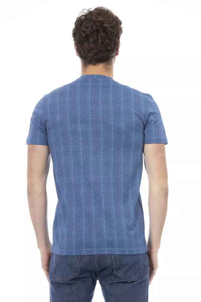 Baldinini Trend Hellblaues Baumwoll-T-Shirt mit schickem Frontdruck