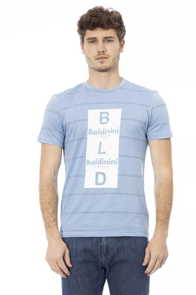 Baldinini Trend Hellblaues grafisches Baumwoll-T-Shirt