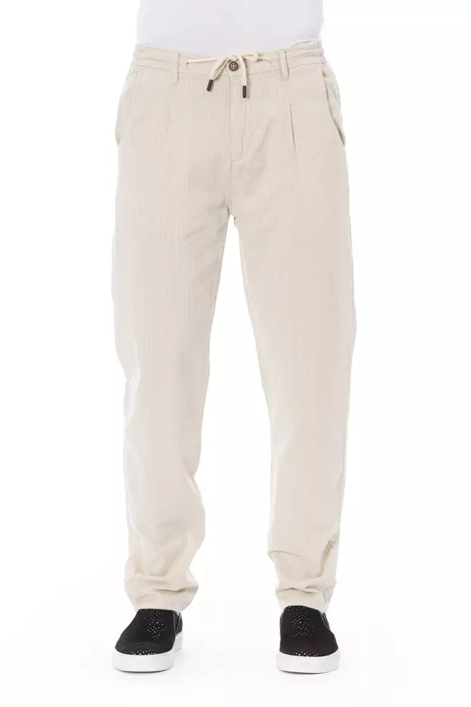 Baldinini Trend Elegante beige Chinohose mit Kordelzug