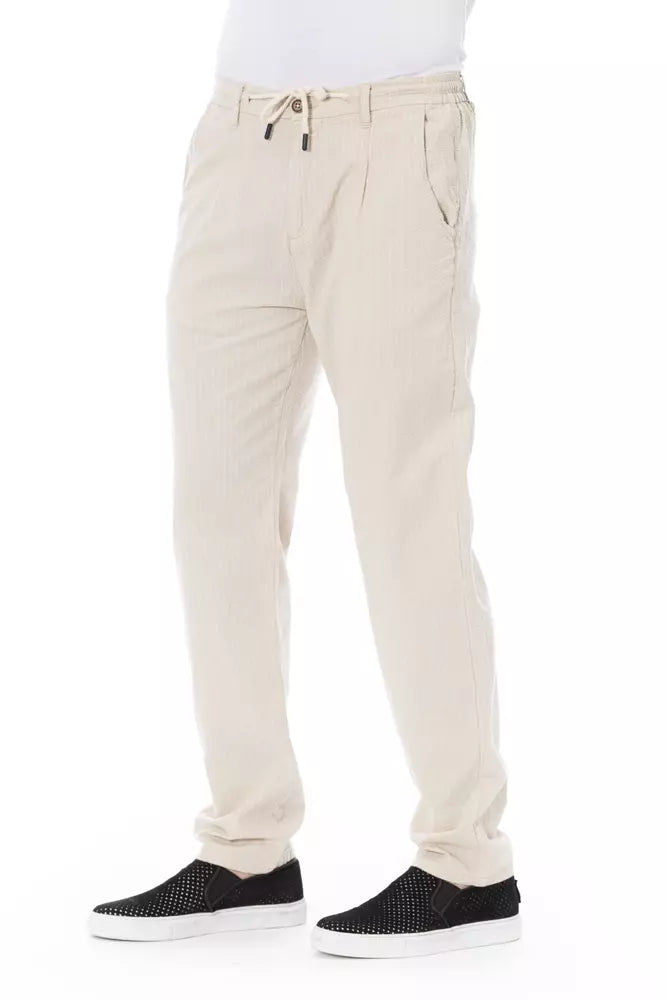 Baldinini Trend Elegante beige Chinohose mit Kordelzug