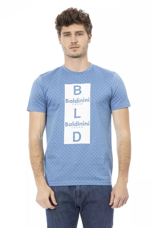 Baldinini Trend Hellblaues Rundhals-Baumwoll-T-Shirt