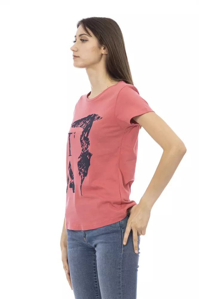 Trussardi Action Chic Pink Short Sleeve Tee na may Front Print