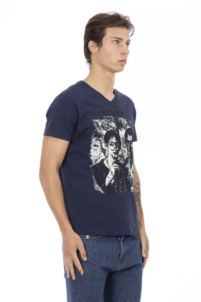 Trussardi Action V-Neck Cotton Blend T-Shirt sa Asul