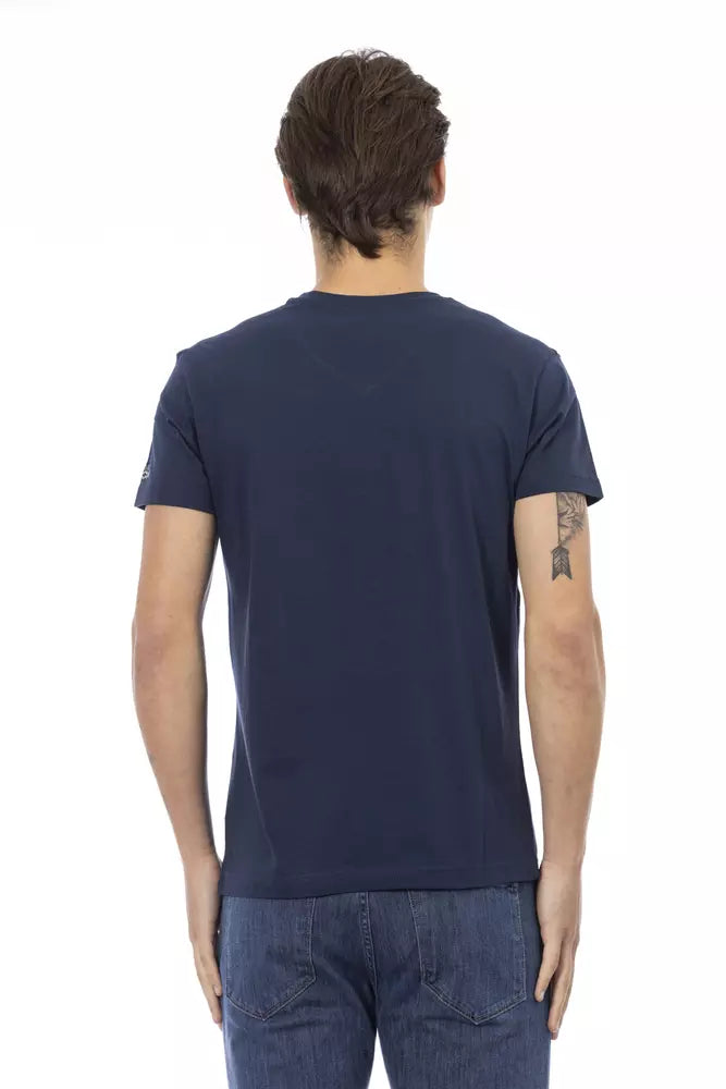 Trussardi Action V-Neck Cotton Blend T-Shirt sa Asul