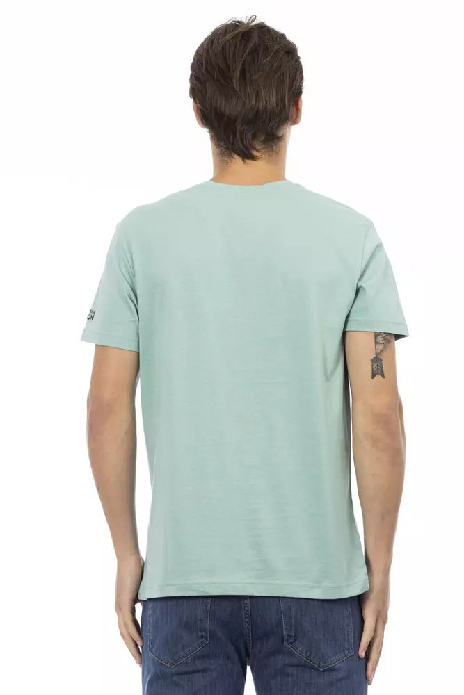 Trussardi Action Vivid Green V-Neck Tee na may Graphic Print