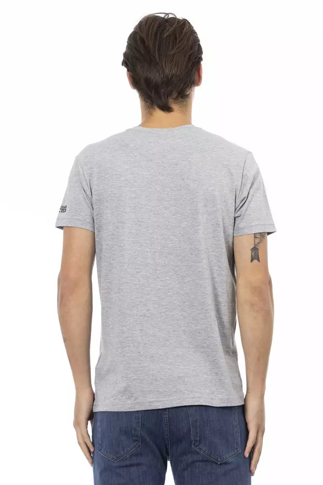 Trussardi Action Sleek V-Neck Tee na may Naka-istilong Front Print