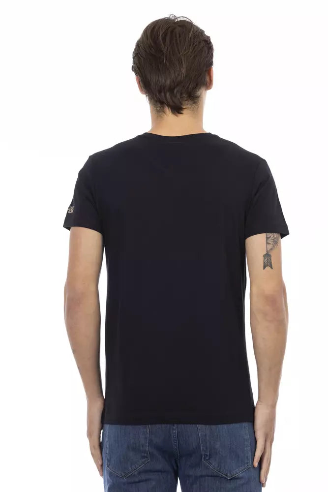 Trussardi Action Elegant V-Neck Tee na may Chic Front Print