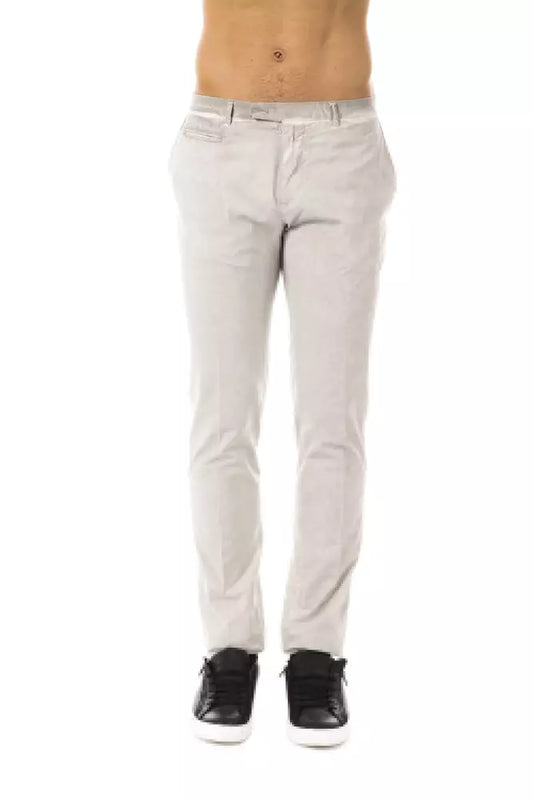 Uominitaliani Elegant Casual Fit na Gray Cotton na Pantalon