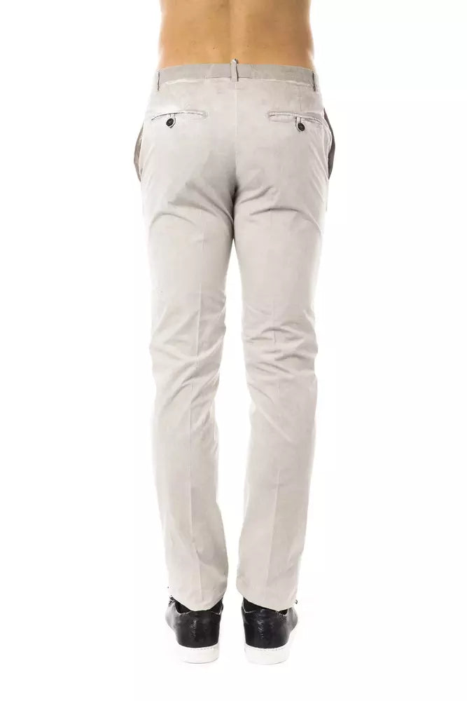 Uominitaliani Elegant Casual Fit na Gray Cotton na Pantalon