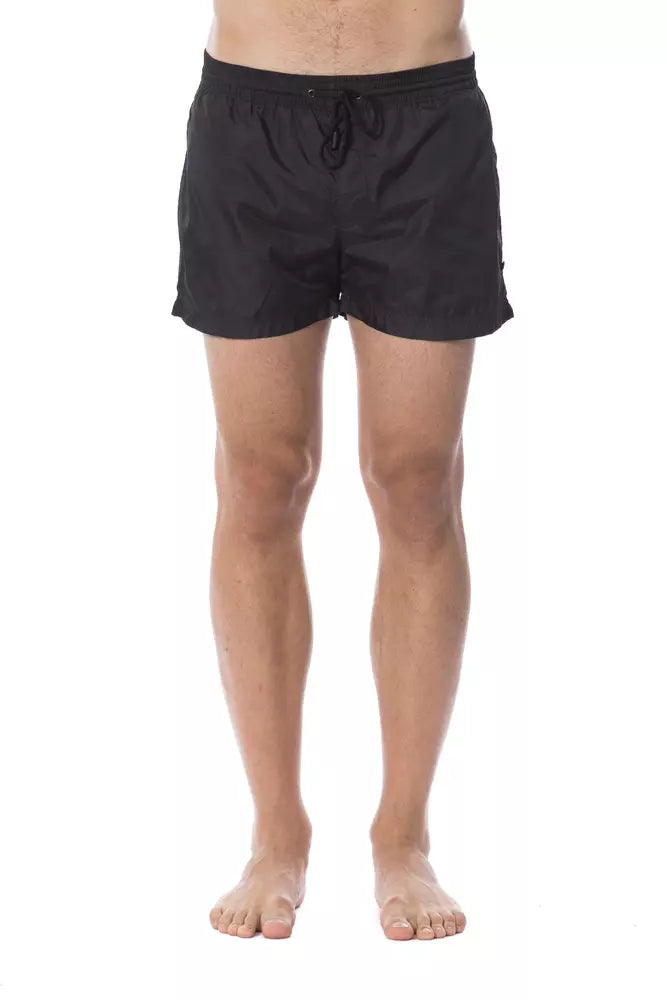 Roberto Cavalli Sport schwarze grafische Poly-Badehose