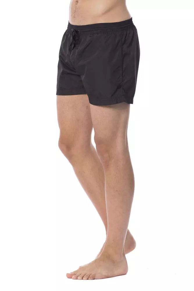 Roberto Cavalli Sport schwarze grafische Poly-Badehose