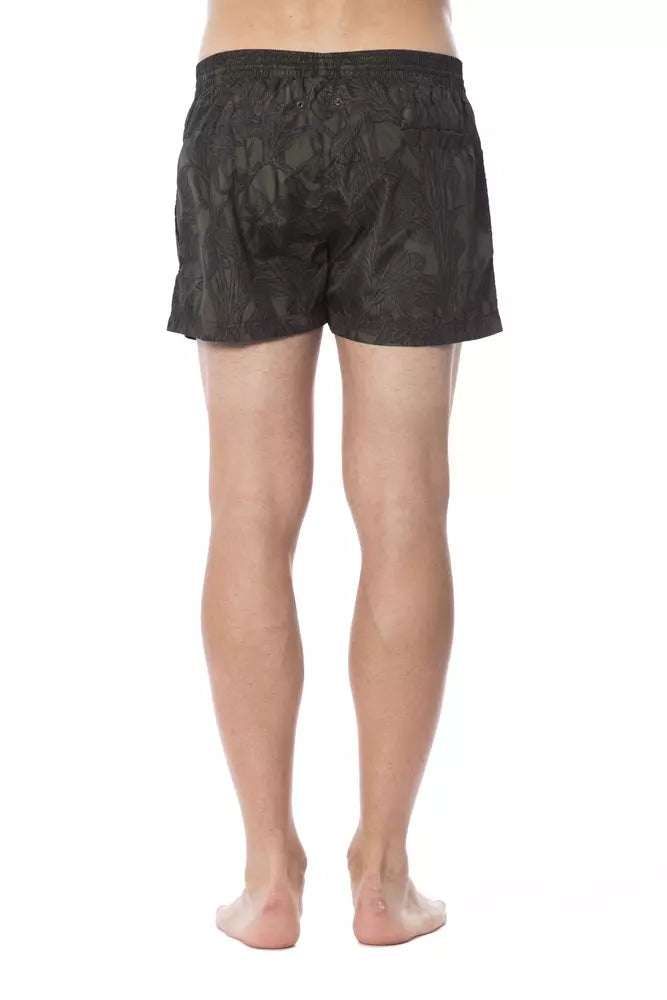 Roberto Cavalli Sport Army Polyester Men Swim Trunk