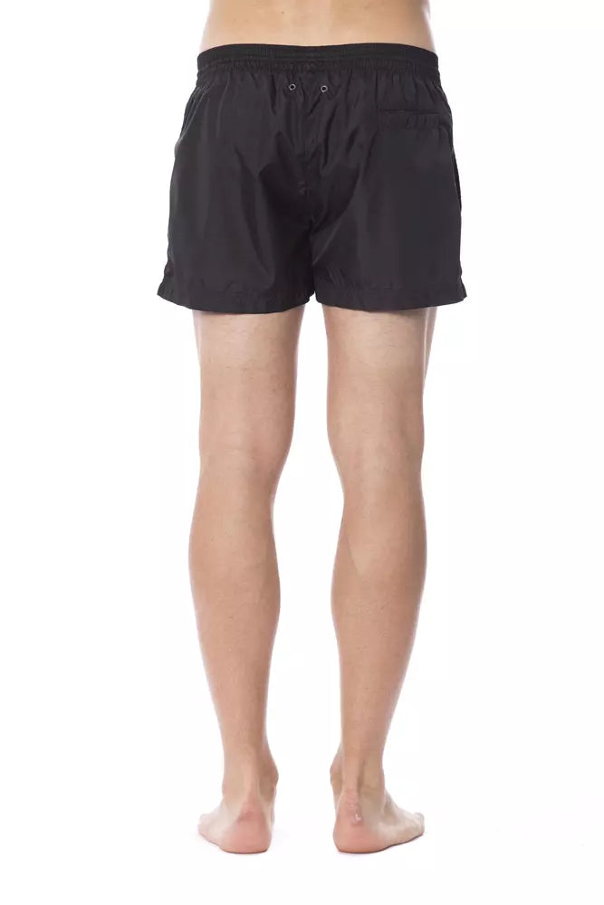 Roberto Cavalli Sport schwarze grafische Poly-Badehose