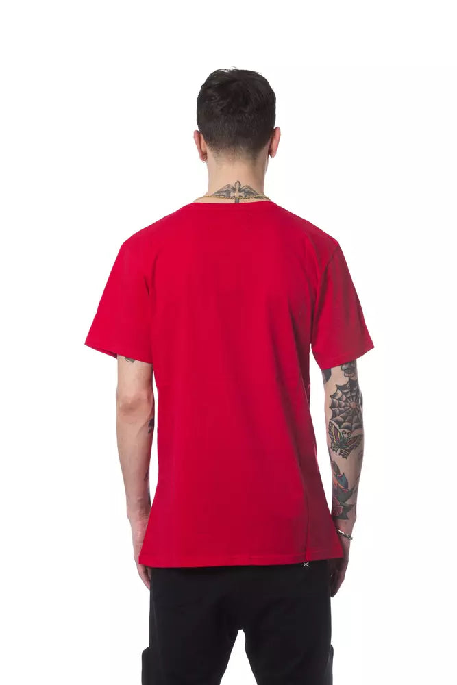 Nicolo Tonetto Crisp Cotton Red Rundhals-T-Shirt mit Aufdruck