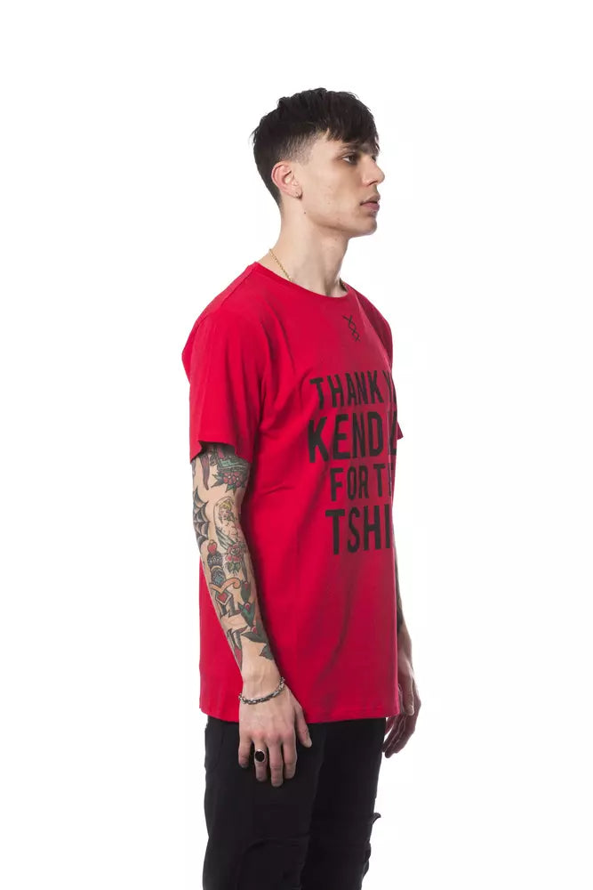 Nicolo Tonetto Elegant Red Round Neck Tee na may Natatanging Print