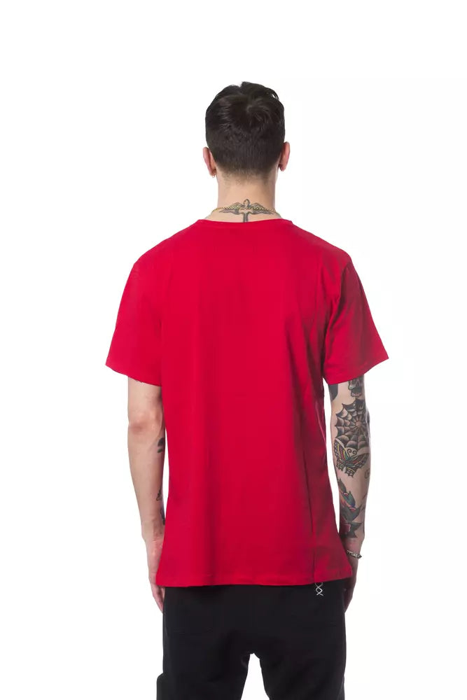 Nicolo Tonetto Elegantes rotes Rundhals-T-Shirt mit einzigartigem Aufdruck