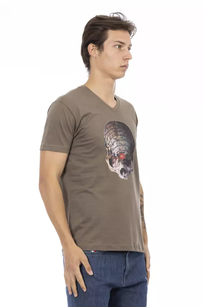 Trussardi Action Refined V-Neck Tee na may Front Print