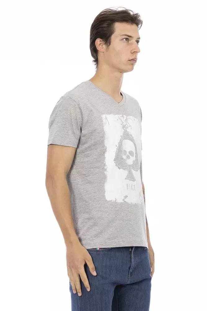 Trussardi Action V-Neck Short Sleeve Tee na may Front Print