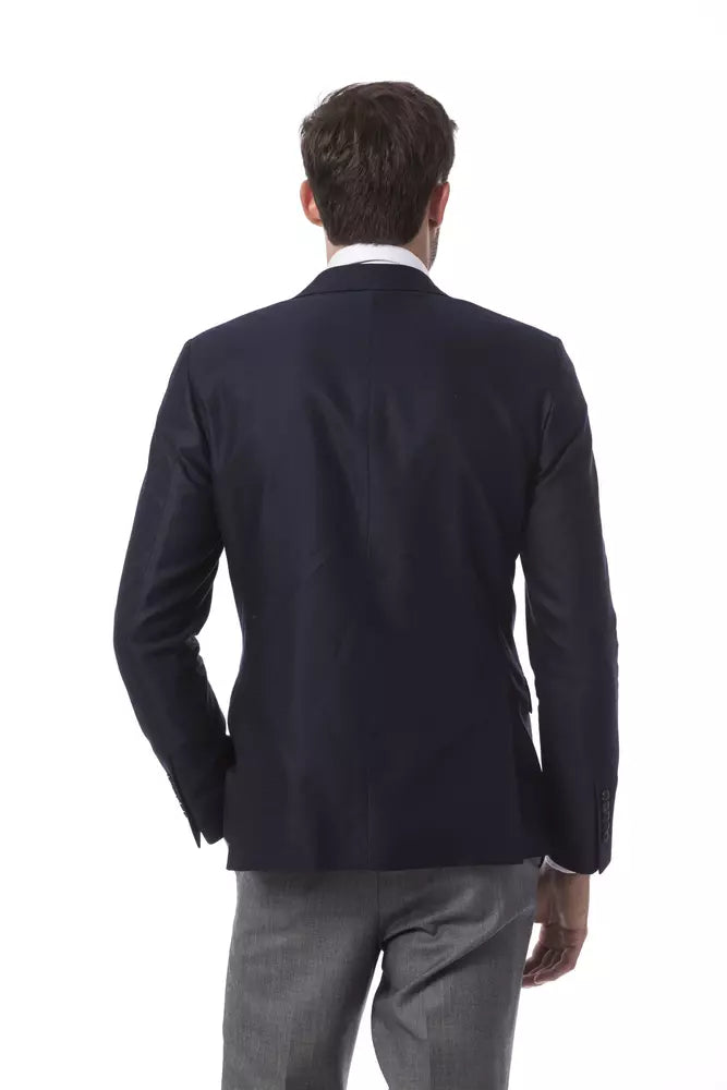 Billionaire Italian Couture Blue Wool Men's Blazer