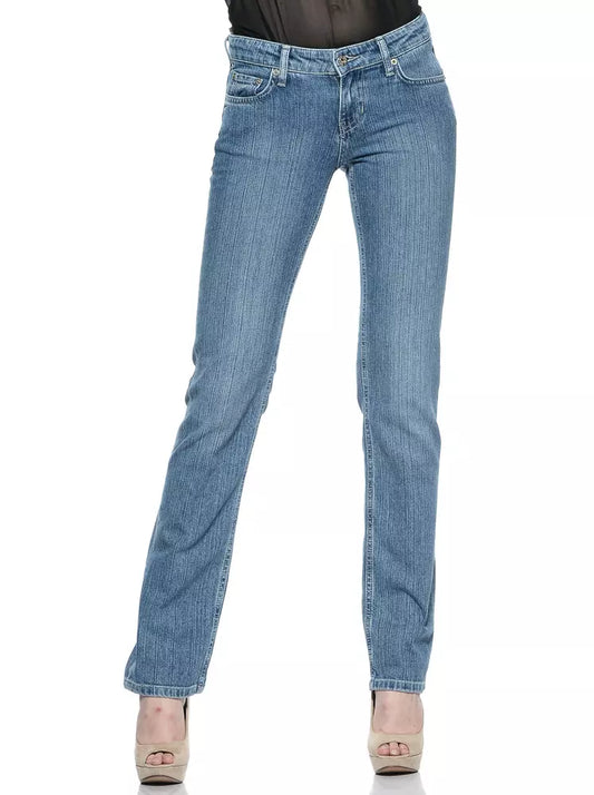 Ungaro Fever Chic Hellblaue Designer-Jeans mit normaler Passform