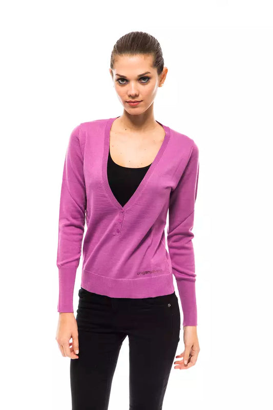 Ungaro Fever Chic V-Neck Sweater with Dazzling Applications