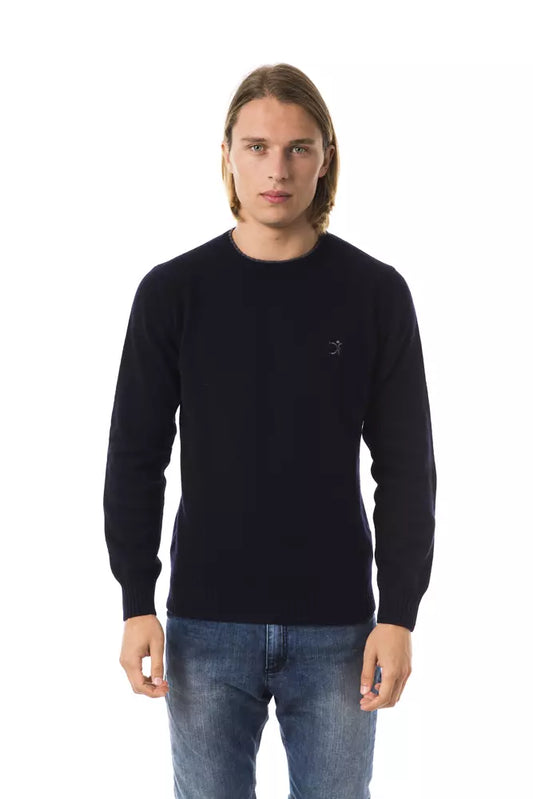 Uominitaliani bestickter Pullover aus Merinowolle mit Rundhalsausschnitt